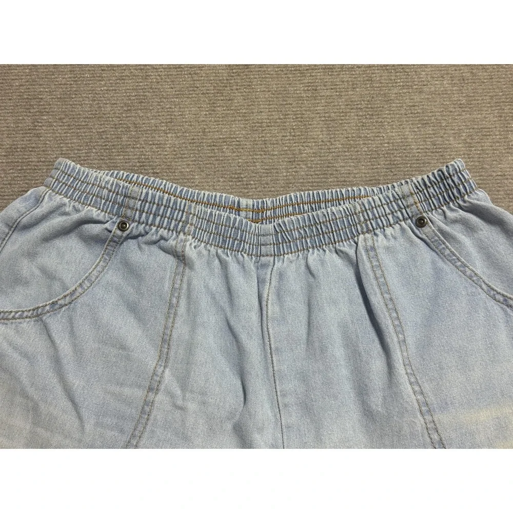 American Sweetheart Pants Girls Size 12A Light Blue‎ Denim Cropped Elastic Waist